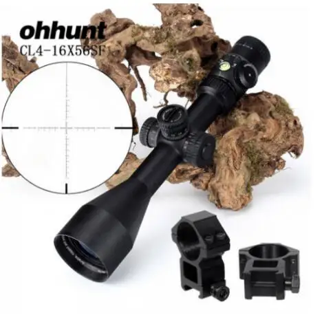 Ohhunt CL 4-16X56 SF охотничий винтовочный оптический прицел стекло травленая сетка боковая параллакса башенки замок Сброс прицел с пузырьковым уровнем - Цвет: with Picatinny Rings