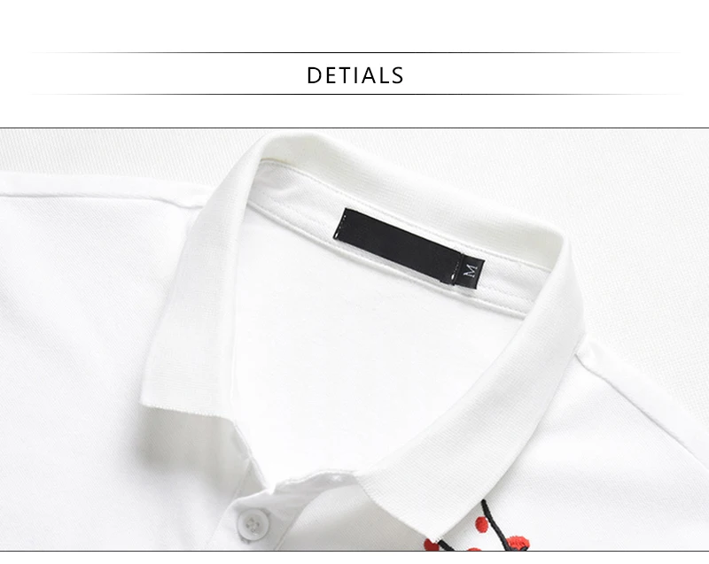 Вышитая рубашка поло для мужчин Slim Fit уличная Винтаж короткий рукав мужские поло рубашки для мальчиков академической Harajuku поло