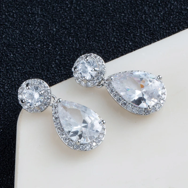 Роскошные Water Drop кубический циркон Dangles серьги для элегантных Для женщин