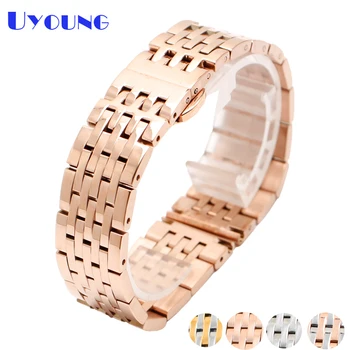 

Stainless Steel watchband 19mm 20mm for mens watches top brand luxury watch strap soil metal bracelet silver rose gold stripe