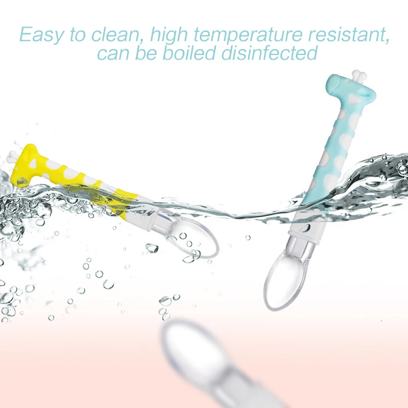 AAG Baby Silicone Spoon Cartoon Safety BPA Free Infant Baby Feeding Spoon Tableware Giraffe Kids Spoons Learning Flatware Tools