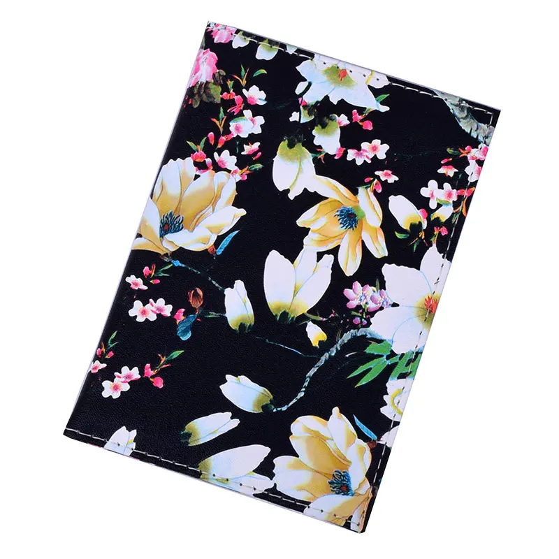 Flower Travel Passport Holder Protector Cover PU Leather Card Credit Covers Case Wallet for Russian American France Netherland - Color: 2