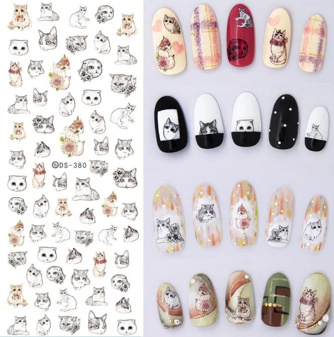 Дизайн Rocooart DS306 переводные наклейки для ногтей с водой Harajuku Element Line Figures Nail Wrap sticker Tips Manicura nail Decal - Цвет: DS380