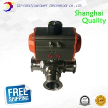 " DN20 санитарно-нержавеющей стали, шаровой кран, 3 Way 316 быстро установлен пневматический valve_double действия T Port клапан