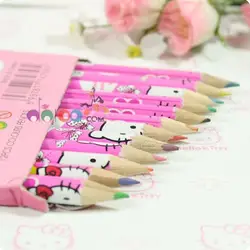 Joudoo 1 коробка Kawaii Hello Kitty карандаш 12 Цветов Одежда высшего качества Стандартный нетоксичные рисунок Карандаши набор школьных