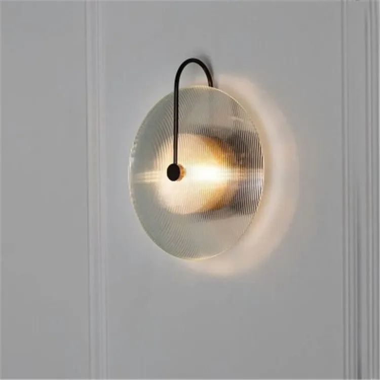 Постмодерн креативный дисковый стеклянный прикроватный настенный светильник лаконичный арт Лофт спальня диван фон светодиодный настенный светильник освещение