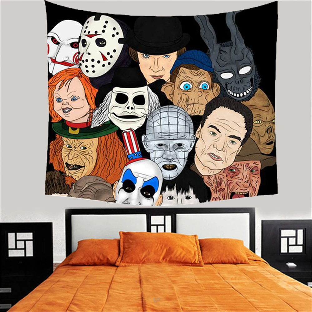 Horror Movie Wall Hanging Tapestry. Chucky, Freddy, Jason