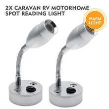 2 PCS 3 W HA CONDOTTO LA Luce Calda Spot di Lettura Luce Interruttore on off Auto Camper Van Caravan VAN Barca Interni luce calda