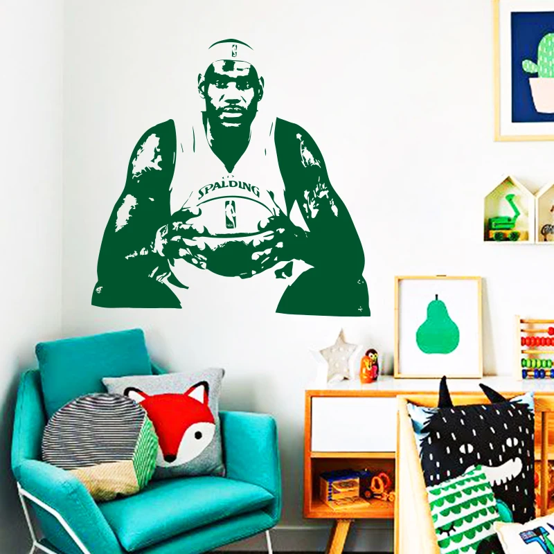 LeBron James, виниловые наклейки на стену, сделай сам, домашний декор, НБА, баскетболисты, Наклейки на стены, спортивная звезда, для детей, гостиной