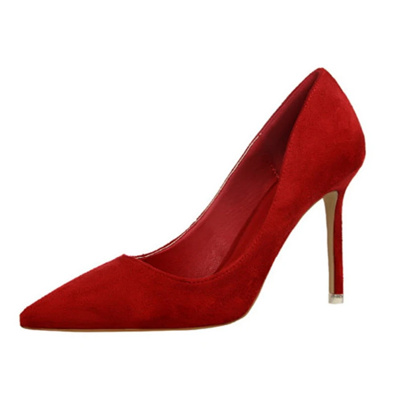 Chaussures Mode rouge Concise Troupeau Rouge orange pourpre jaune Pointu Bout gris Coréenne Haute Pour De Peu Bureau Talons Profonde Nouvelle Femmes 9 rose Couleurs Noir Arrivée vin Solide vert 4PxzYY