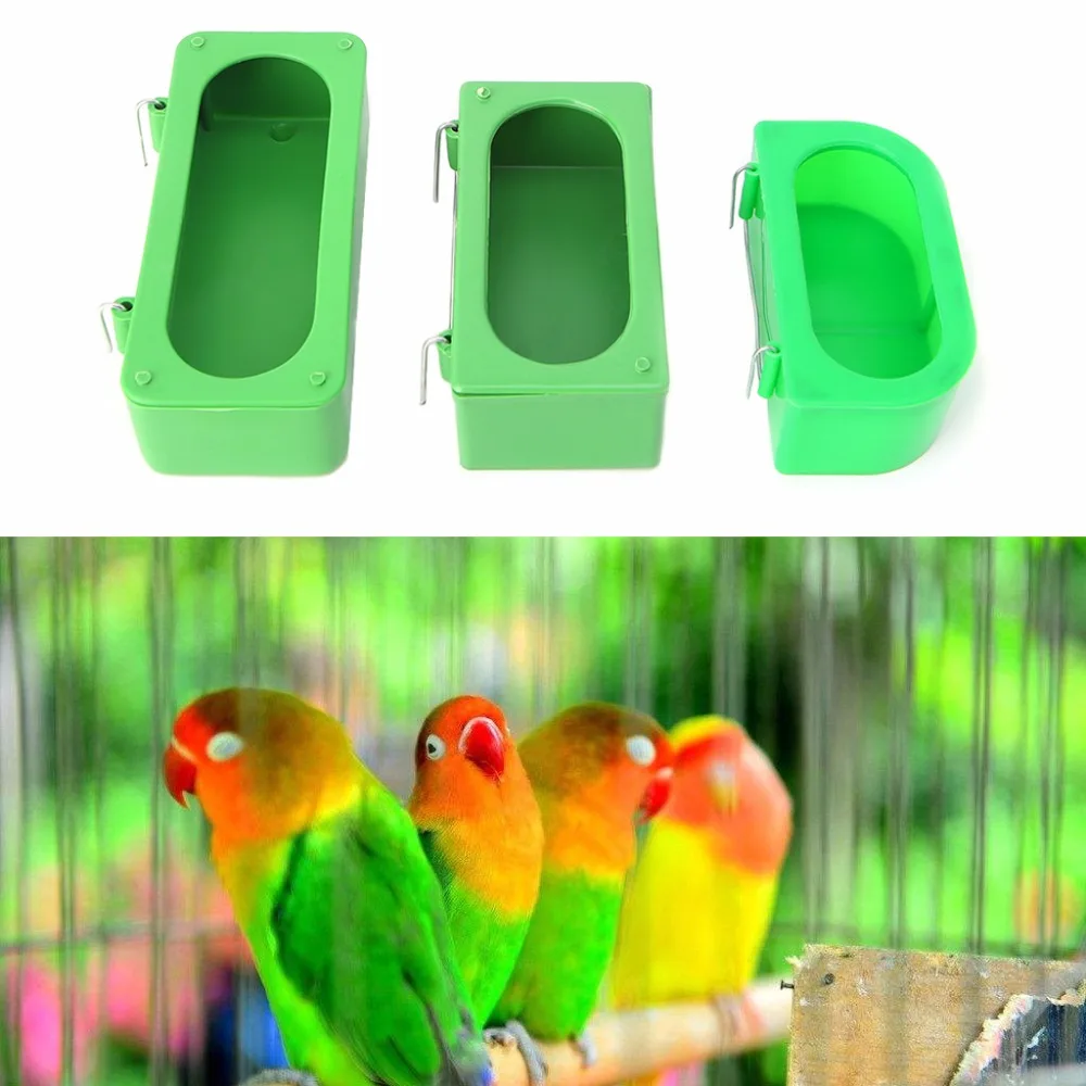 Bird Feeder Green Food Water Plastic Bowl Cups for Parrot Pigeons Cage