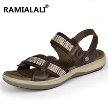 Летние сандалии из натуральной кожи; мягкие мужские сандалии; дышащие легкие пляжные сандалии; Качественная Нескользящая повседневная мужская обувь