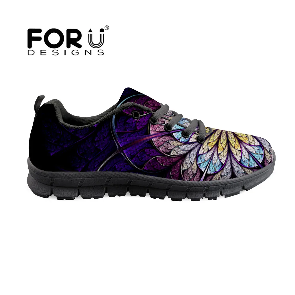

FORUDESIGNS Vintage Flower Printed 2018 Spring Women Flats Shoes Purple High Quality Breathable Lace-Up Ladies Chaussure Homme