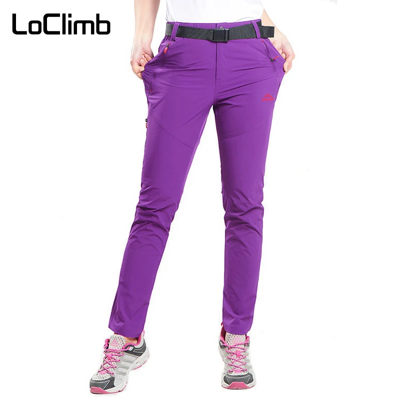 

LoClimb Women's Nylon Hiking Pants Summer Stretch Fishing Climbing Trekking Trousers Waterproof Women Outdoor Sport Pants,AW168