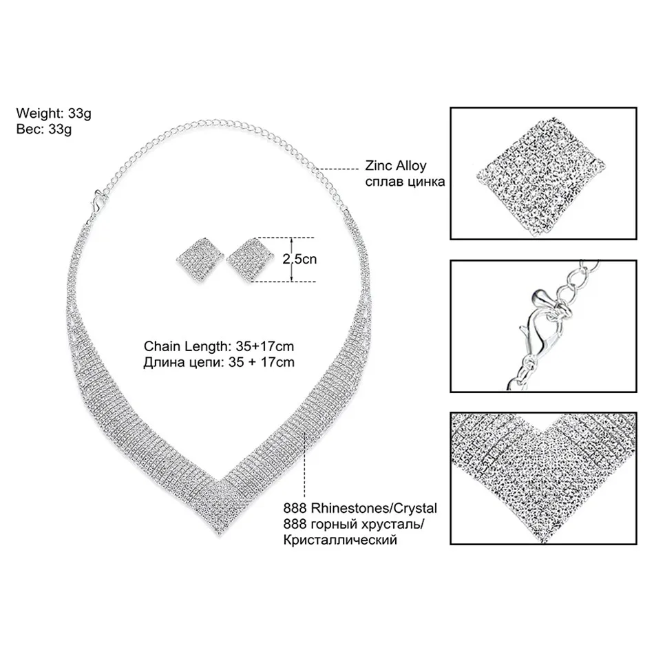 Minlover кристалл свадебный набор украшений для женщин прозрачное геометрическое ожерелье со стразами в комплекте для части Свадебные обручальные ювелирные изделия MTL475