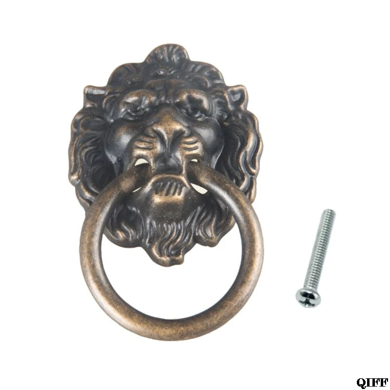 Antique Bronze Lion Head Pulls for Dresser Drawer Cabinet Door Handles Knobs Jun20 - Цвет: 7HH1103937-1