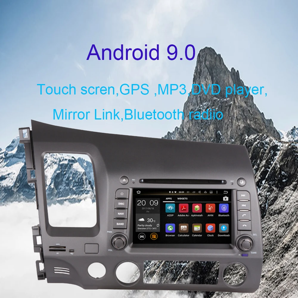 Perfect Octa Core Android 9.0 Car Head Unit for Honda Civic 2006-2011 Left Hand Driving DVD with Radio RDS BT WIFI Car GPS Navigation 0