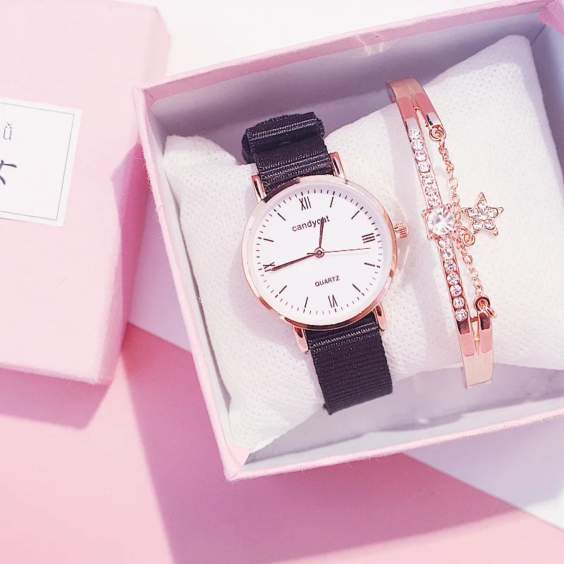 

Beautiful Watch Women Student Simple Small Fresh Casual Cute Nylon Canvas with Quartz Women Watches