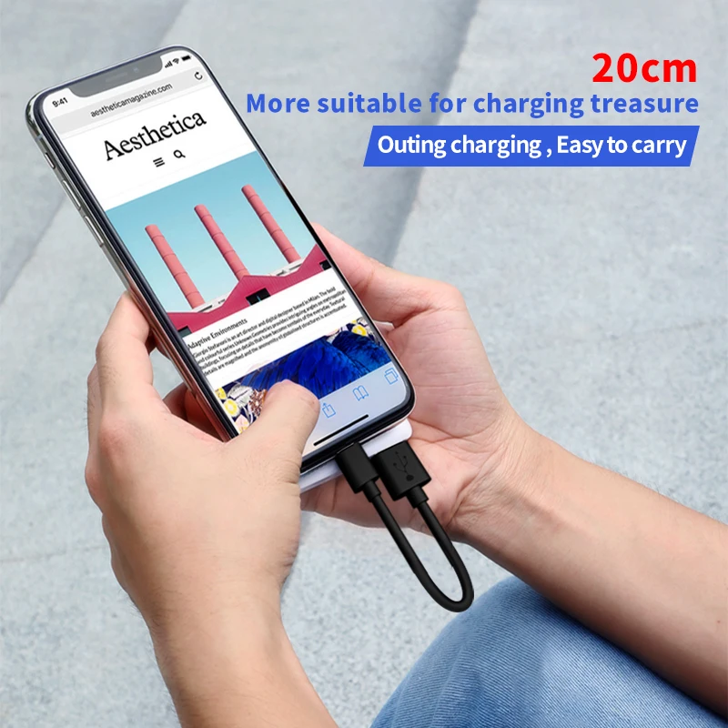 20 سنتيمتر كابل يو اس بي ل فون XS ماكس XR X 8 7 شحن شاحن المصغّر usb كابل 2 في 1 الهاتف المحمول USB نوع c نوع-c كابل