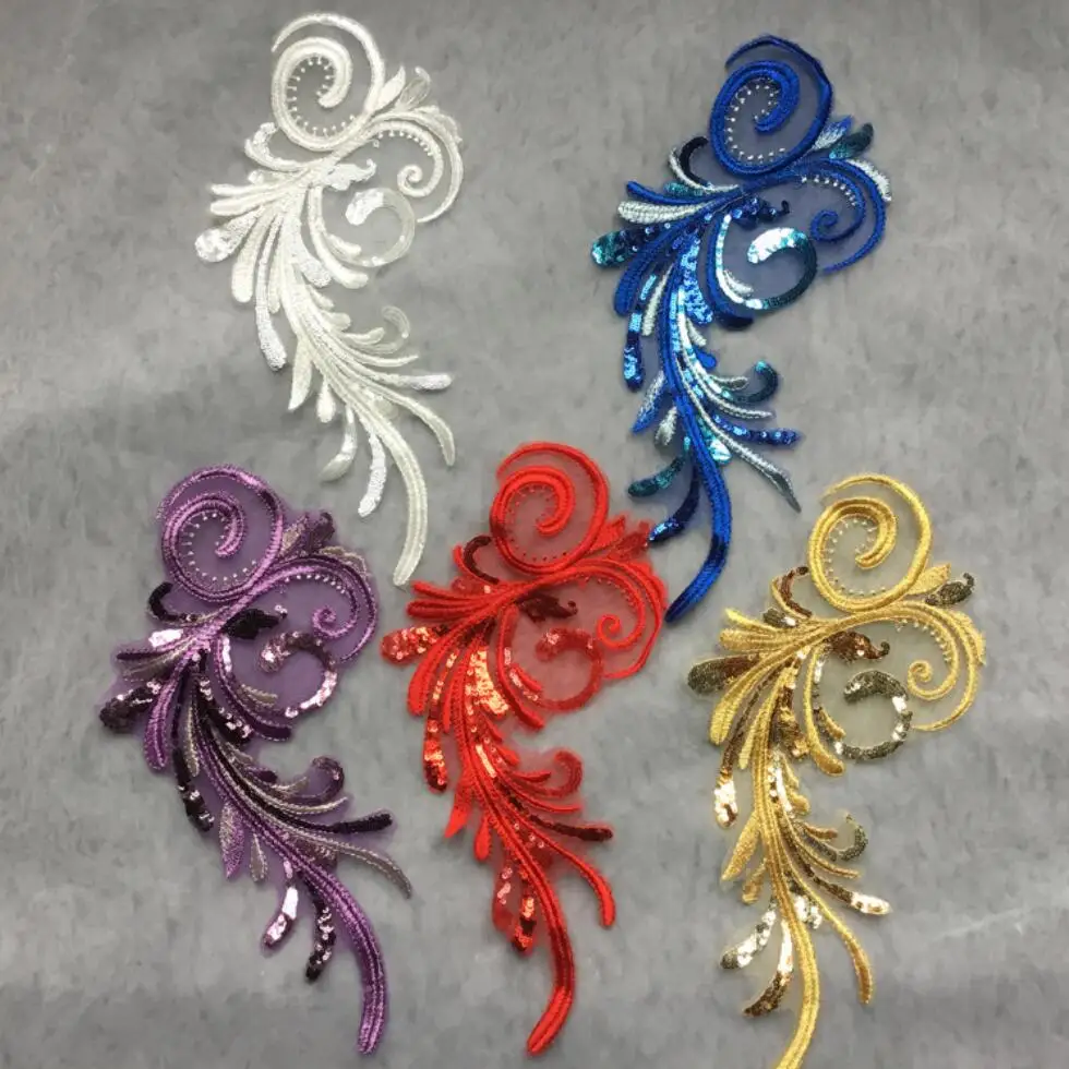 

1Pcs Sequins Wing Beaded Embroidered Patches For Dress Handmade Sew on Accessories DIY Wedding Dress Clothes Sequin Applique