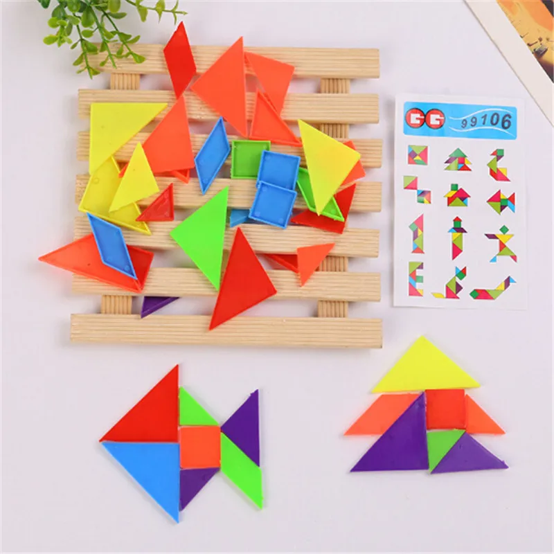 

NewEducational Toys for Kids Children Mental Development Tangram Plastic Jigsaw Puzzle Brain Teaser