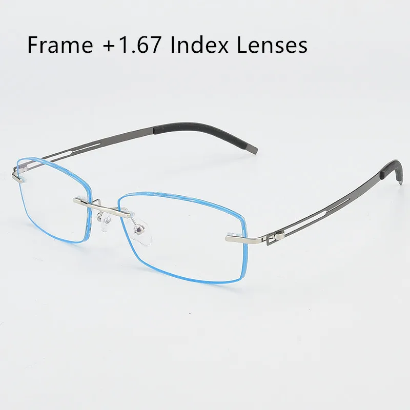 Silver 167 Lenses Мужские очки без оправы, MR-8, по рецепту, без оправы, для чтения, для близорукости, прогрессивная фотохромная очки, очки 25001 - Цвет оправы: Silver 167 Lenses