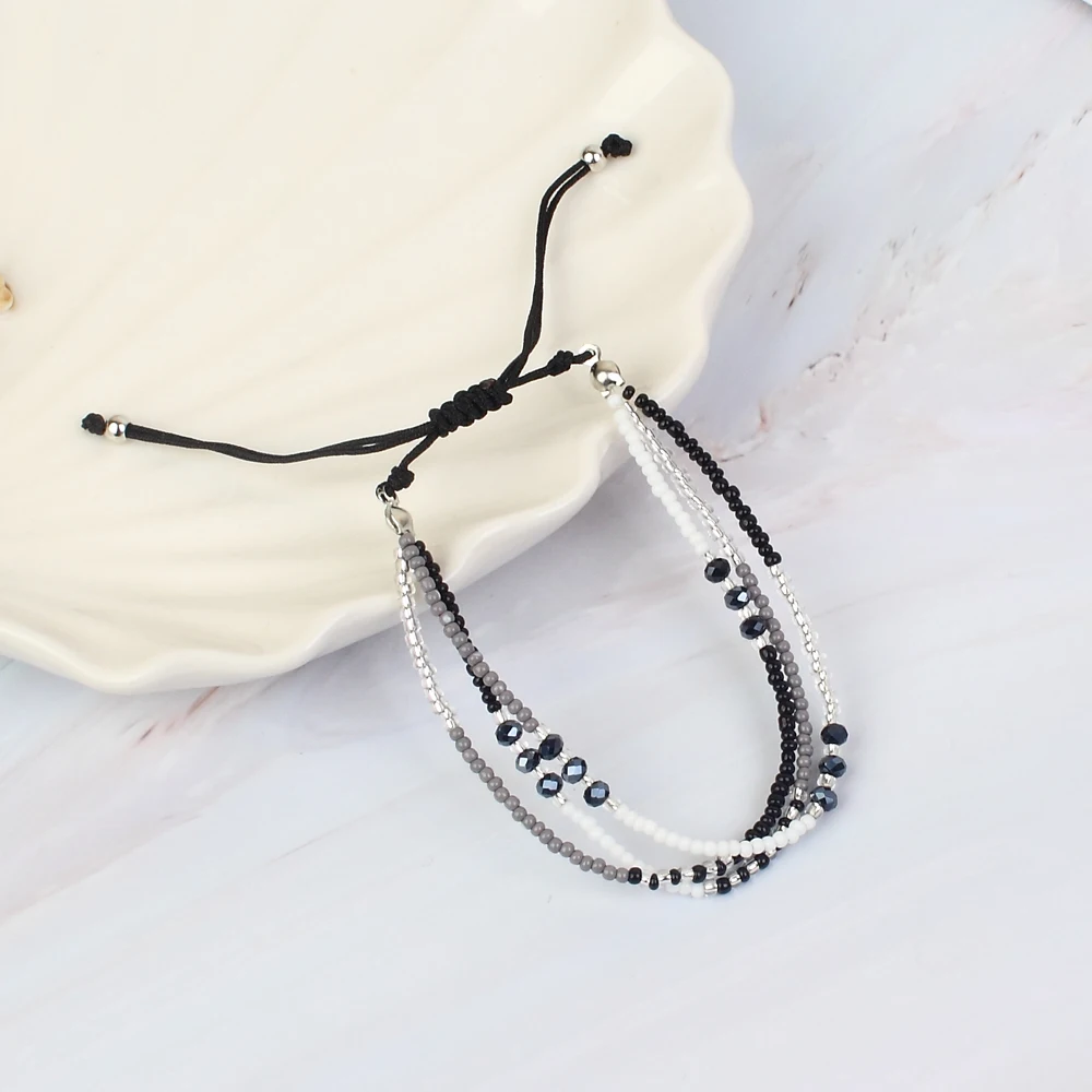 Богемные женские браслеты и браслеты с кристаллами, Плетеный Регулируемый браслет-цепочка, ювелирные изделия, вечерние браслеты, подарок