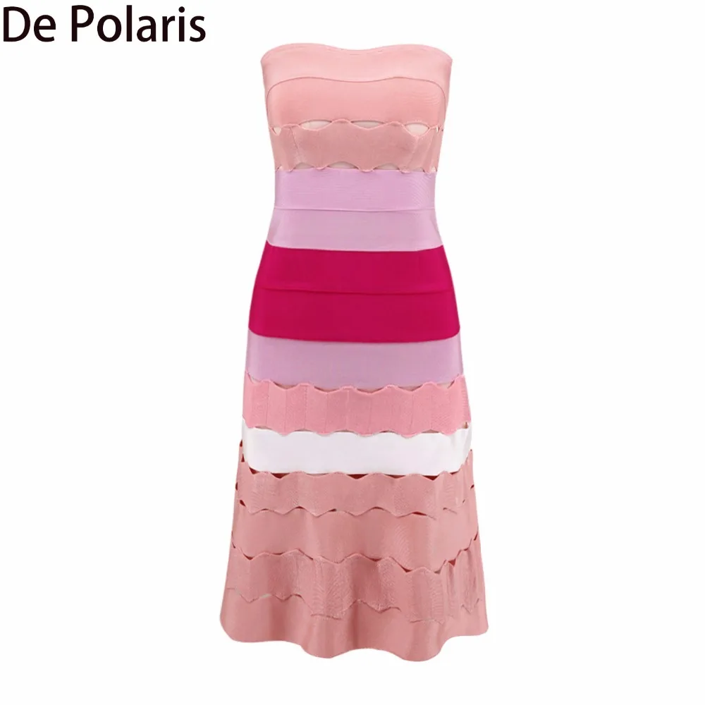 Bandage dress tube top bandage dresses sleeveless colorful knee long