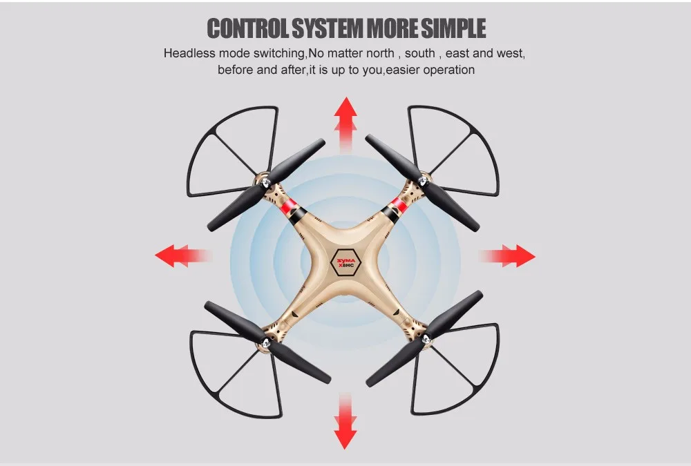 Syma X8HC беспилотных летательных аппаратов(X8C апгрейд) с 2MP HD Камера 2,4G 4CH 6-осевой RC вертолет фиксированная высокого Quadcopter RTF Квадрокоптер