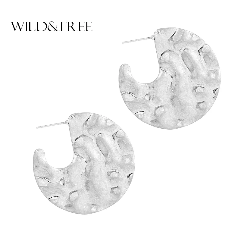 

Wild&Free 2018 Gold Color Open Round Stud Earrings For Womens Brass Big Disc Party Earrings Tribal Geometry Earring Drop Ship