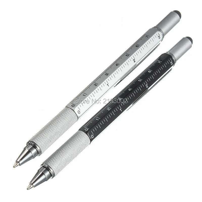 Шариковая ручка-отвертка линейка спиртовой уровень с верхней и шкалой стилус для сенсорного экрана металл и пластик многофункциональный инструмент ручка