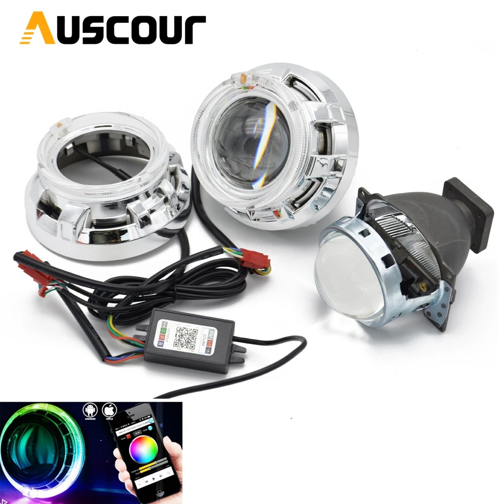 3.0 inch car bixenon projector lens car assembly kit with RGB app