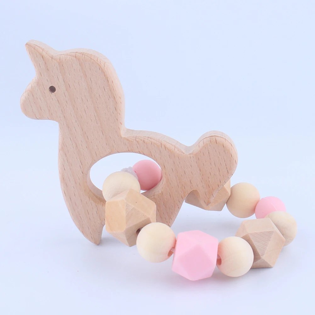 Baby Handmade Silicone Pacifier Chains Beech Toy Silicone Nipple Chain Set Wooden Infant Baby Teether supplies