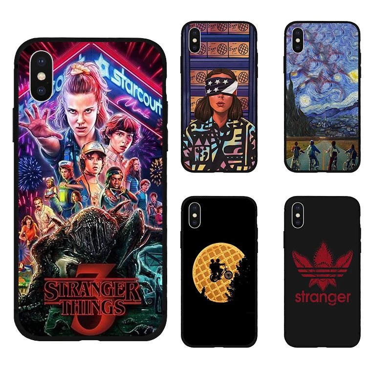 

stranger things season 3 Black soft TPU Cover Phone Case for iPhone 8 7 6 6S Plus X XS XR MAX 5 5S SE Cover