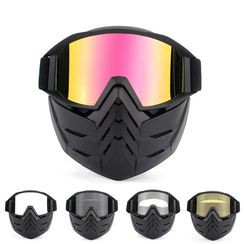 

Cycling Face Mask Goggles Motorcross Eyewear Motorbike Open Face Detachable Goggle Helmets Vintage Glasses Protected Sunglasses