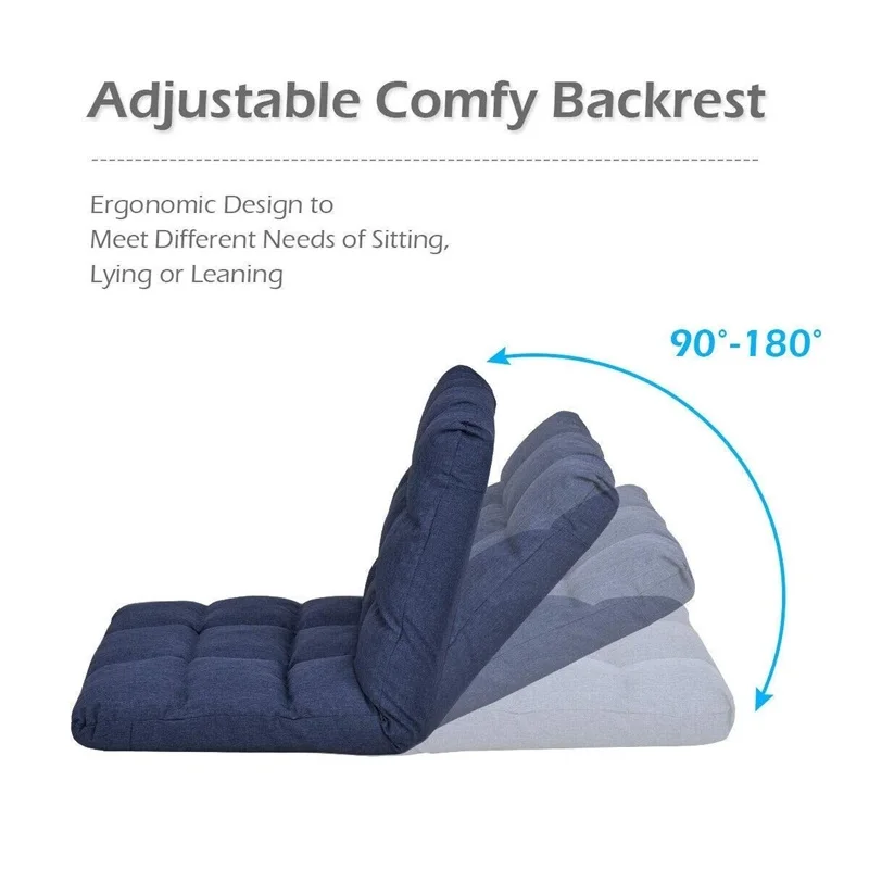Modern 14-Position Adjustable Cushioned Floor Gaming Sofa Chair Bedroom Living Room Furniture HW561