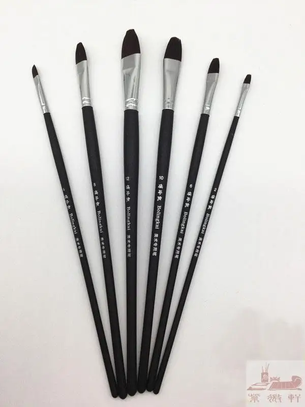 

black Long Handle Red wine duck tongue shape Paint Brushes Set water color brush artist Acrylic paints Gouache Face Paintbrush