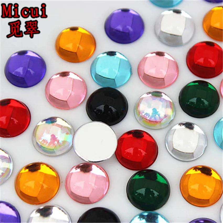 Micui 100 шт 10 мм круглые акриловые стразы аппликация кошачий глаз стразы для свадебного украшения Ремесло ZZ463 - Цвет: Mix color