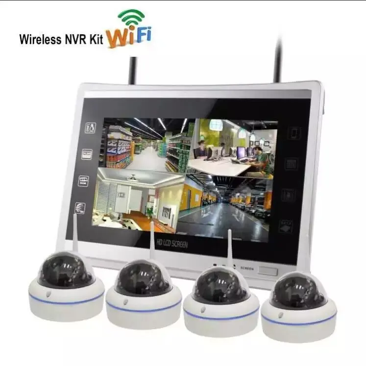 960 P 4 канала беспроводной NVR CCTV системы все в одном 4CH Wi Fi наблюдения комплект с 12 ЖК-монитор 960 IP камера