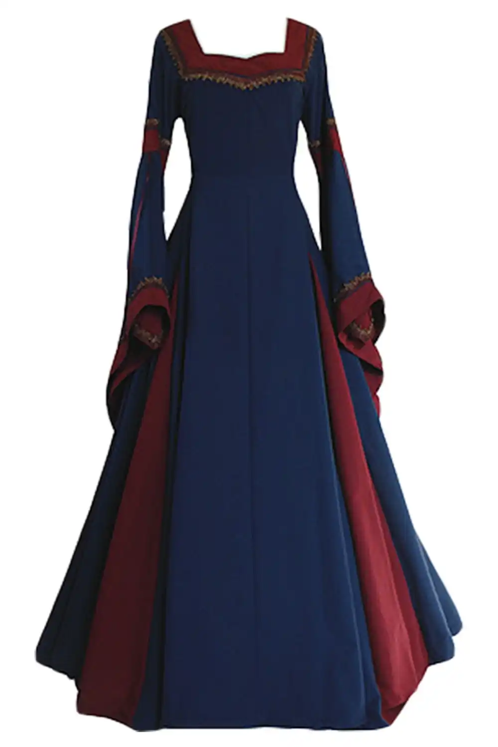 Medieval Renaissance Dress Gown Adult Women Tube Top Fly Sleeve Drawstring Girdle Waist High