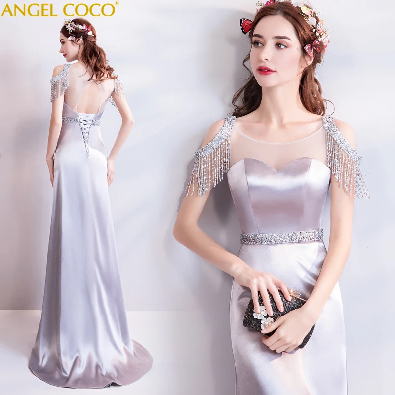 Ever Pretty Silver Grey Evening Dress Beading Gown Fiesta Lebanon Long