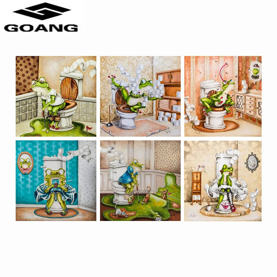 

5D DIY Diamond Painting cross stitch Diamond Embroidery cartoon frog toilet full square diamond Mosaic Paintings home decor