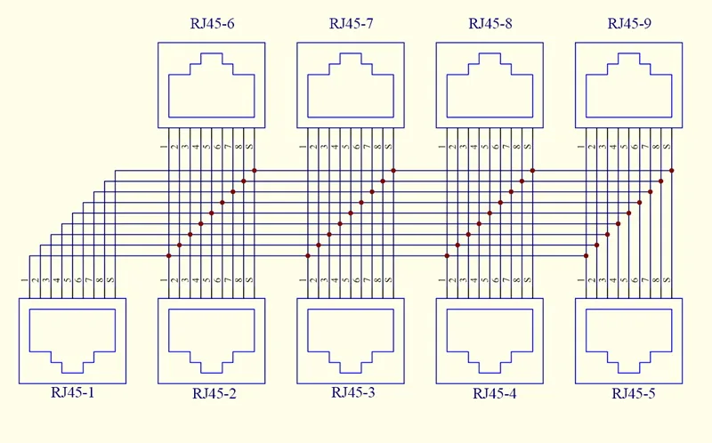 RJ45 8P8C Jack 9-Way Buss коммутационная плата, клеммный блок, разъем