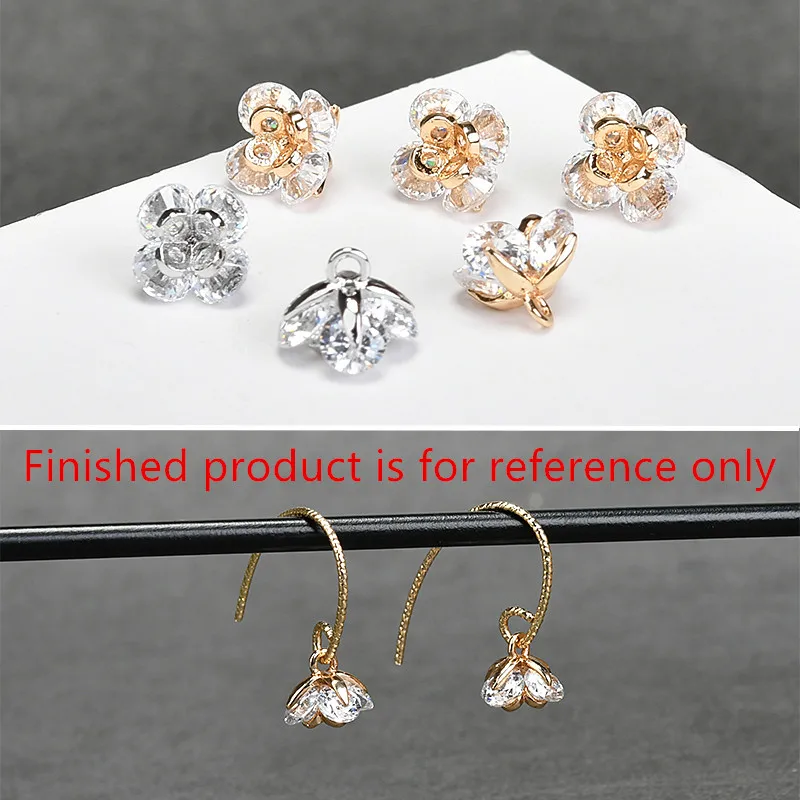 

Min order 20pcs/lot 7mm Zircon decoration Copper cartoon flowers shape metal floating locket charms diy jewelry earrings pendant