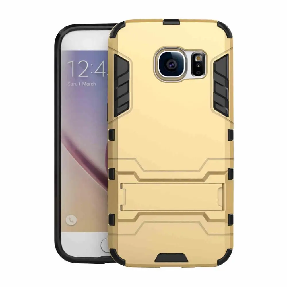 CAPSSICUM S7 защитный чехол для samsung Galaxy S7 PC+ силиконовый Жесткий противоударный чехол с подставкой - Цвет: Золотой