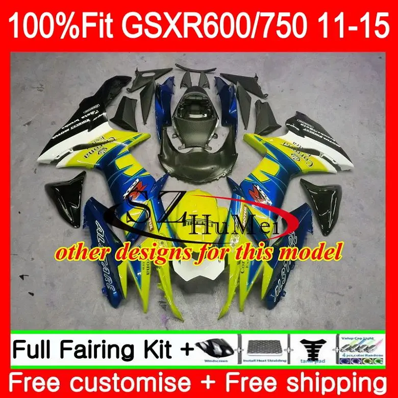 Инъекции для SUZUKI GSX-R600 K11 GSX 600 750 для детей 11, 12, 13, 14, 15, 33SH10 GSXR600 GSXR750 2011 2012 2013 обтекателя Золотой blk