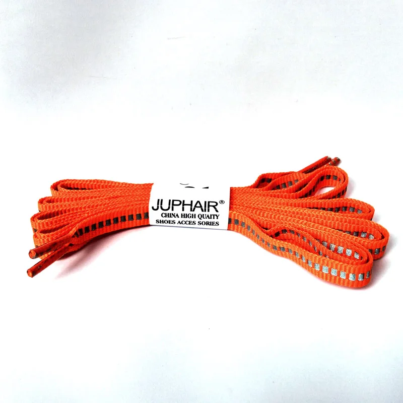 JUP1-12Pair Orange Unisex Shallow Reflective Shoelaces Safety Shoelaces Invisible Shoelaces for Running Sport Sneaker Basketball