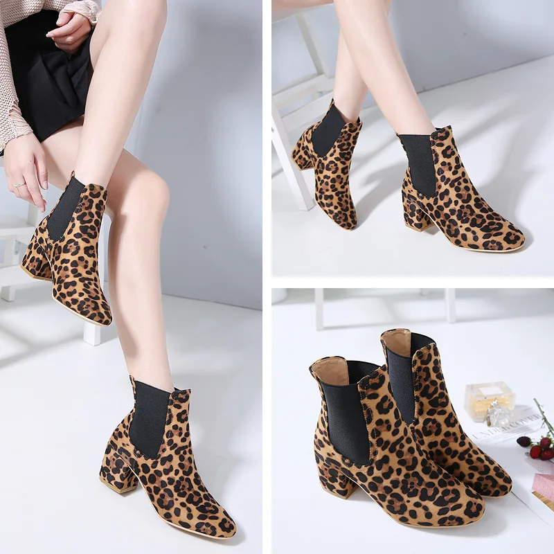 

2018 new fashion sleeve ankle boots high heel boots thick with women's boots