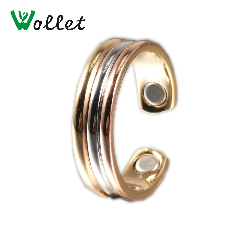 

Wollet Jewelry Health Bio Magnetic Rainbow Tri-color Color Pure Copper Ring For Women Anti Arthritis Rheumatism Pain Relief