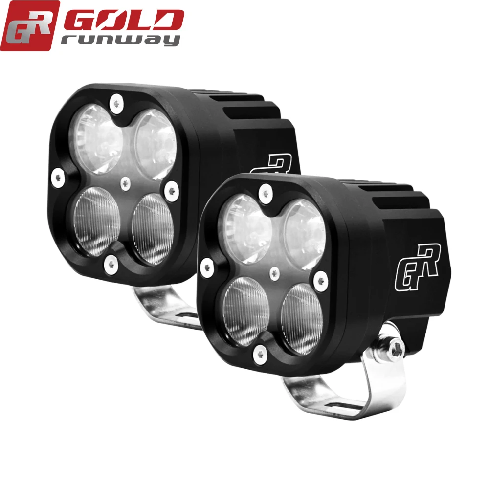

GOLDRUNWAY Motorcycle Spotlight Headlight X4 40w Led SPOT FLOOD COMBO Universal Motocross Auxiliary Light